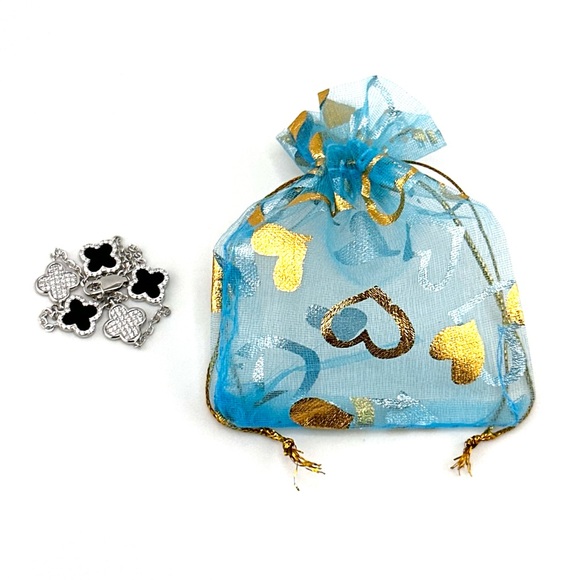 925 Solid Sterling Silver Luxury Black Onyx Clover Bracelet - Picture 8 of 8